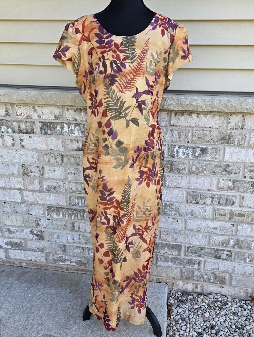 Vintage 90s Virgo II Botanical Maxi Dress